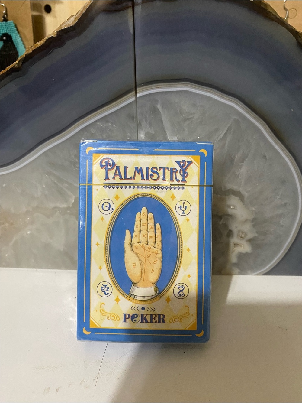 Palmistry Poker Card Deck — Blue and Cream Mystical Design